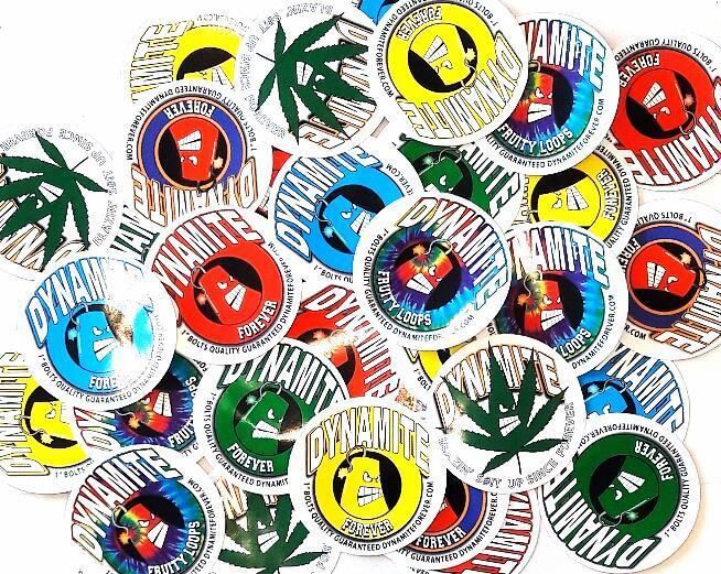 Dynamite Forever Stickers 5 Pack Assorted Logos Tie Dye Skateboard Sticker