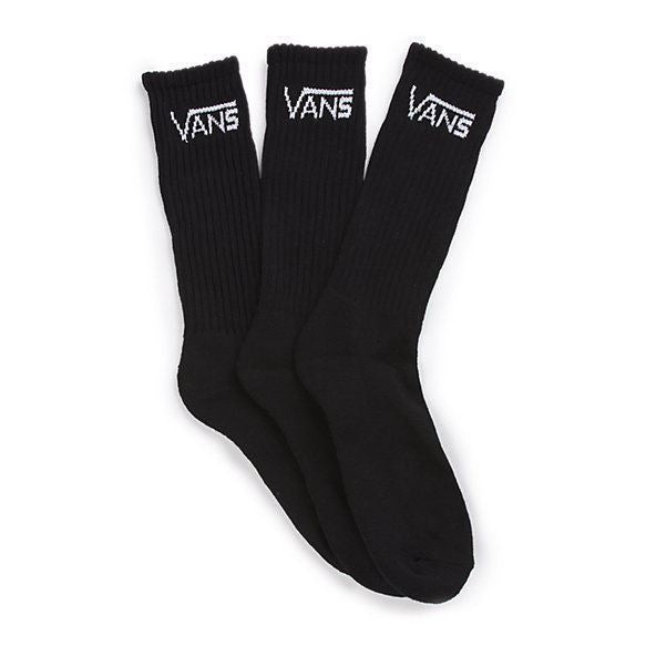 Vans Socks 3 Pack Black Crew Size 9 13 Skateboard Bmx Sox