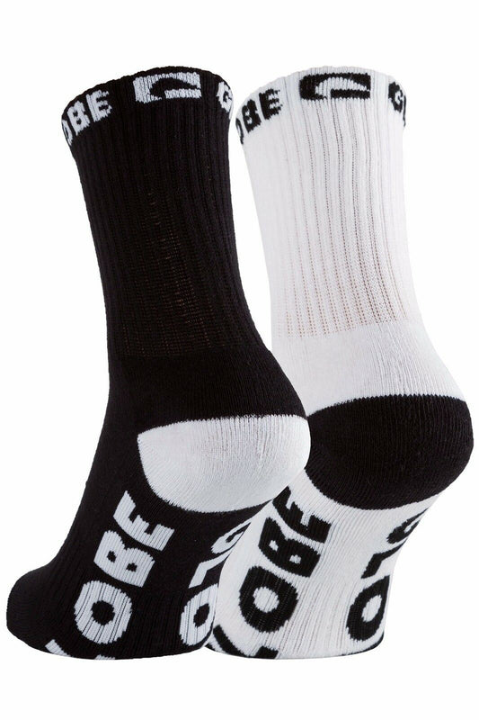 Globe Socks 5 Pack Quarter Black White Crew Size 2-8 Skateboard Sox