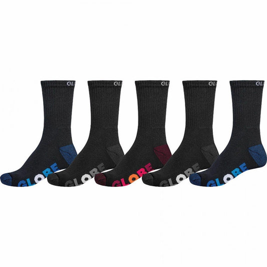 Globe Socks 5 Pack Multi Stripe Crew Black SIZE 2-8 Boys Youth Skateboard Sox