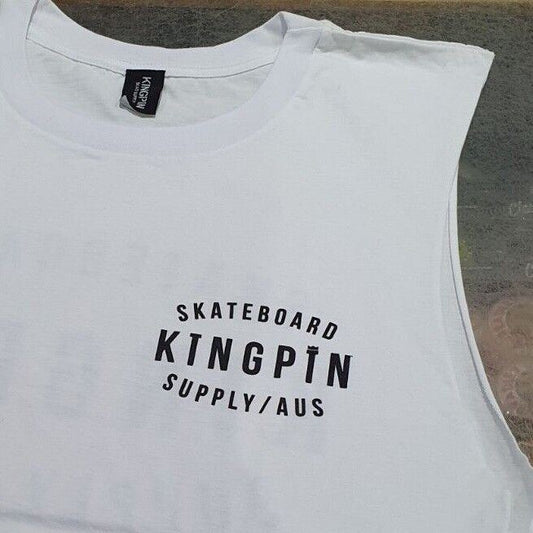 Kingpin Skate Supply Sleeveless Tee Retro White Skateboard T-Shirt