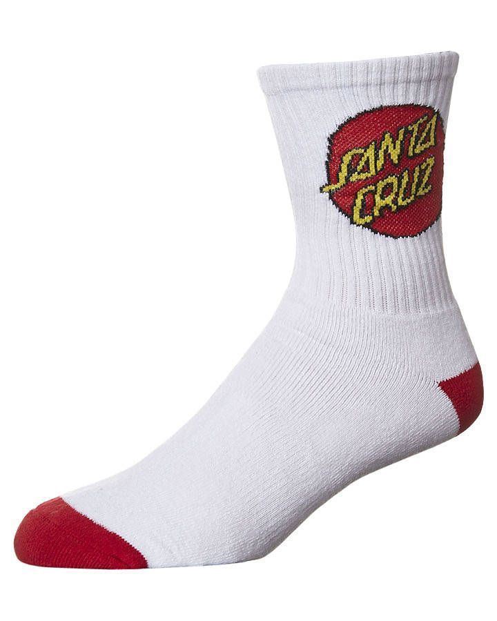 Santa Cruz Socks 4 Pack White Crew Size 7-11 New Mens Skateboard Sox