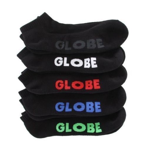Globe Socks 5 Pack Stealth Ankle Black Size 2 8 Skateboard Sox New