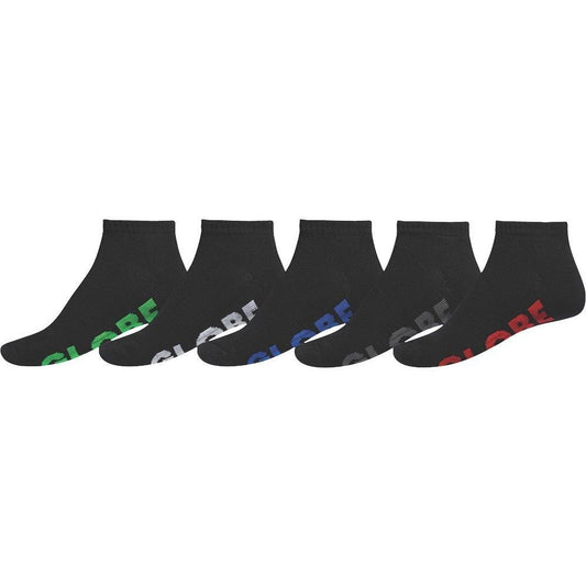 Globe Socks 5 Pack Stealth Ankle Black Size 2-8 Skateboard Sox New