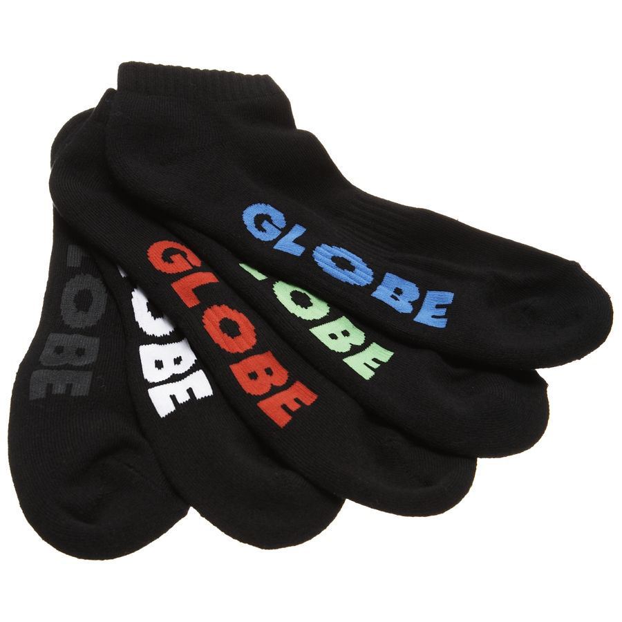 Globe Socks 5 Pack Stealth Ankle Black Size 2-8 Skateboard Sox New