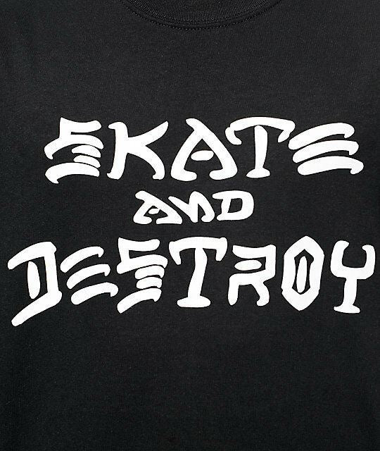 Thrasher Tee Skate And Destroy Black Skateboard Magazine Skateboard T-Shirt