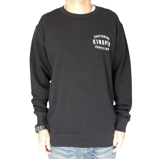 Kingpin Skate Supply Crew Retro Black Skateboard Jumper Sweater Pullover