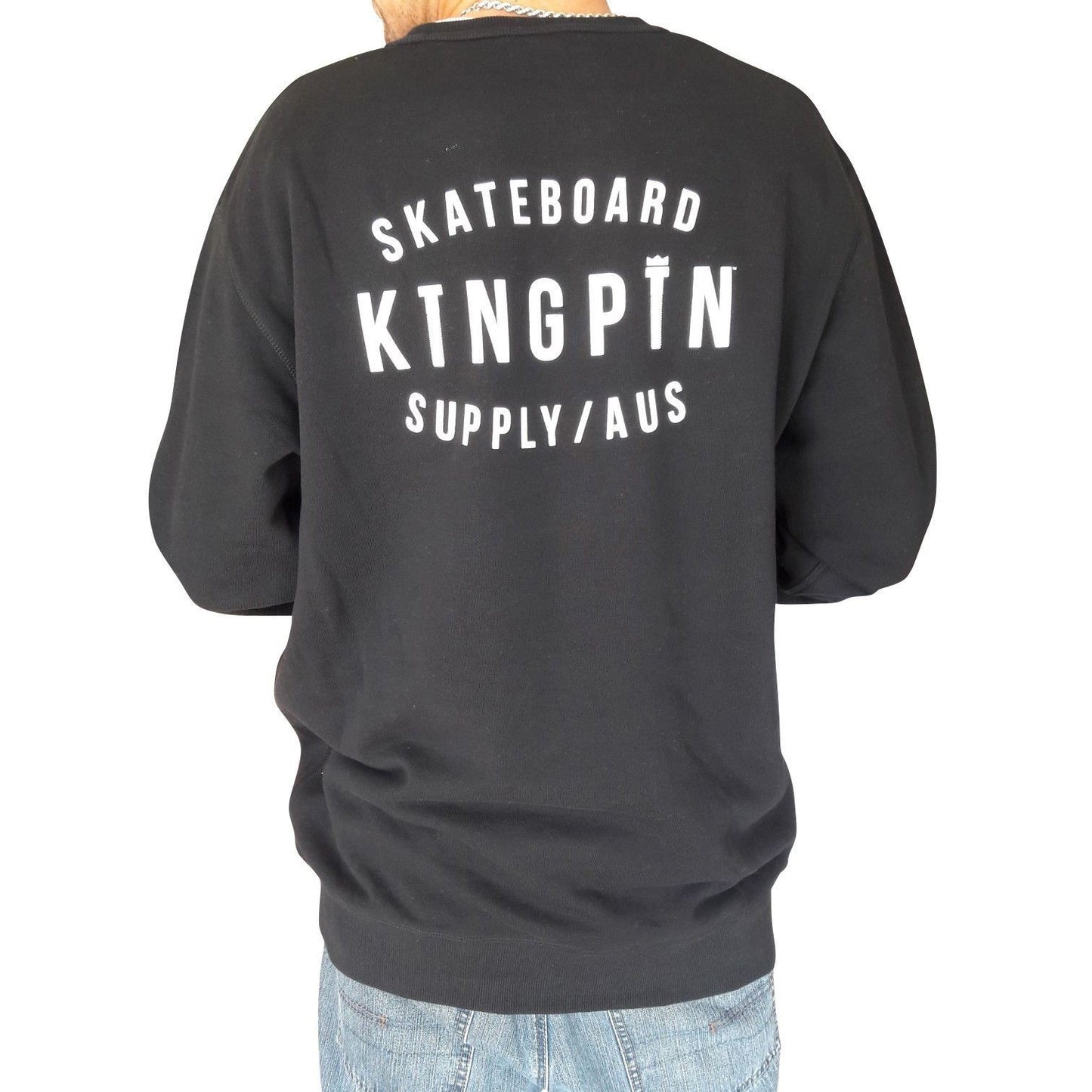 Kingpin Skate Supply Crew Retro Black Skateboard Jumper Sweater Pullover
