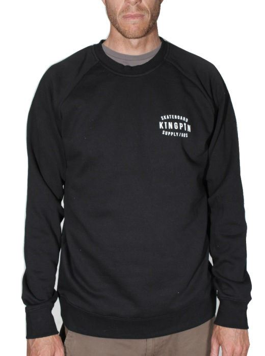 Kingpin Skate Supply Crew Retro Black Skateboard Jumper Sweater Pullover