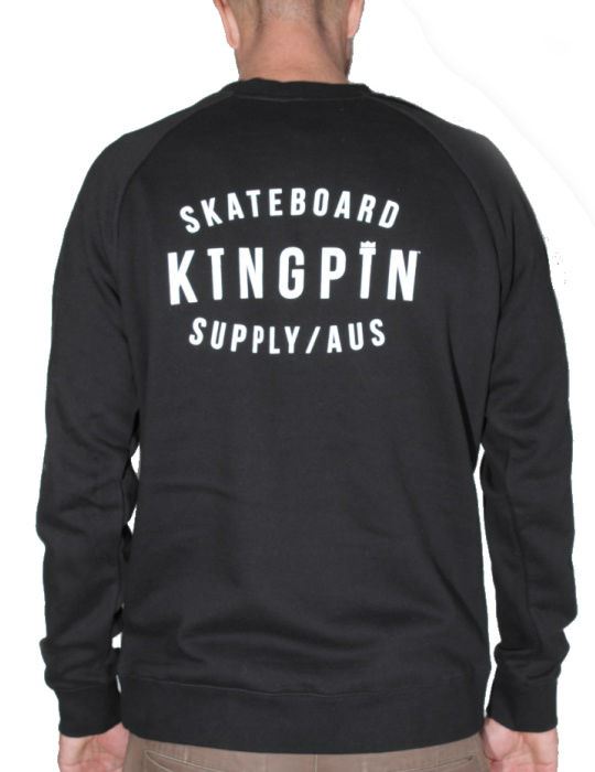 Kingpin Skate Supply Crew Retro Black Skateboard Jumper Sweater Pullover