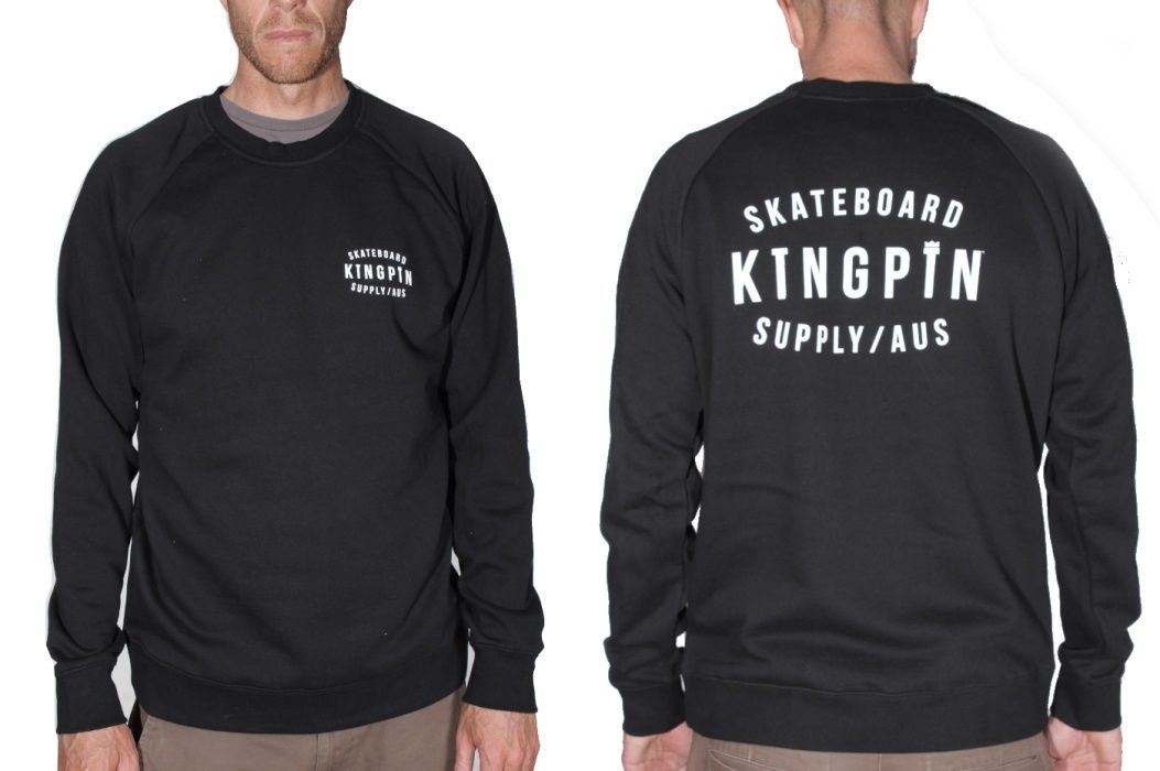 Kingpin Skate Supply Crew Retro Black Skateboard Jumper Sweater Pullover