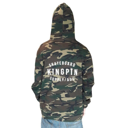 KINGPIN Skate Supply Hood Retro Camo Skateboard Hoody Pullover Hoodie
