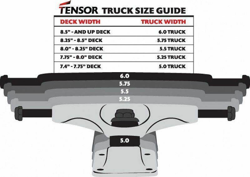 Tensor Skateboard Trucks Mag Light 5" Black Hollow Set 7.75" Axles