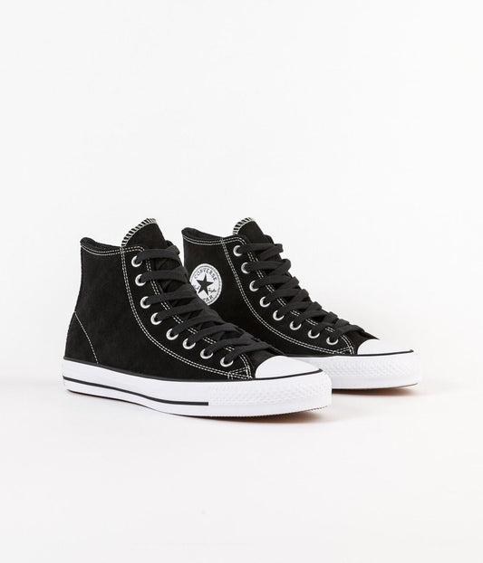 Cons Shoes CTAS PRO HI Suede Black Black White Converse Skateboard Sneakers