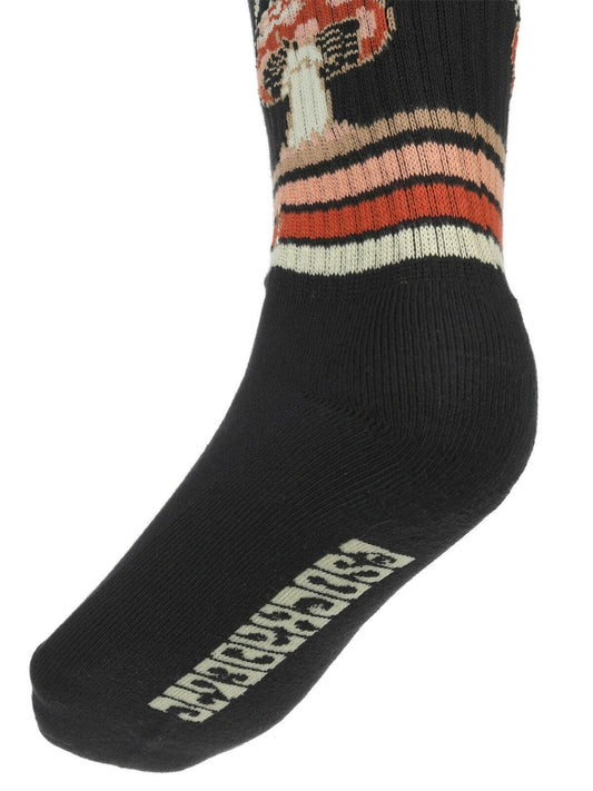 Psockadelic Socks Mushroom Meditation Black Crew OSFM Skateboard Sox