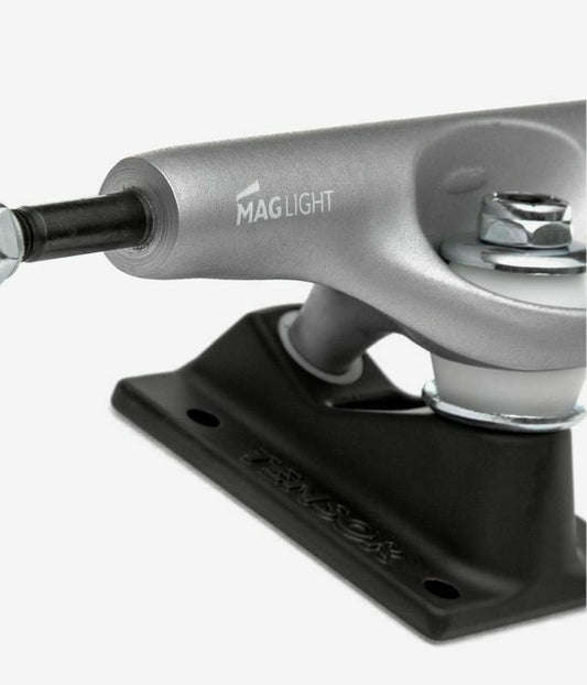 Tensor Skateboard Trucks Mag Light 5.25" Reflect Silver Black Hollow 8" Axles