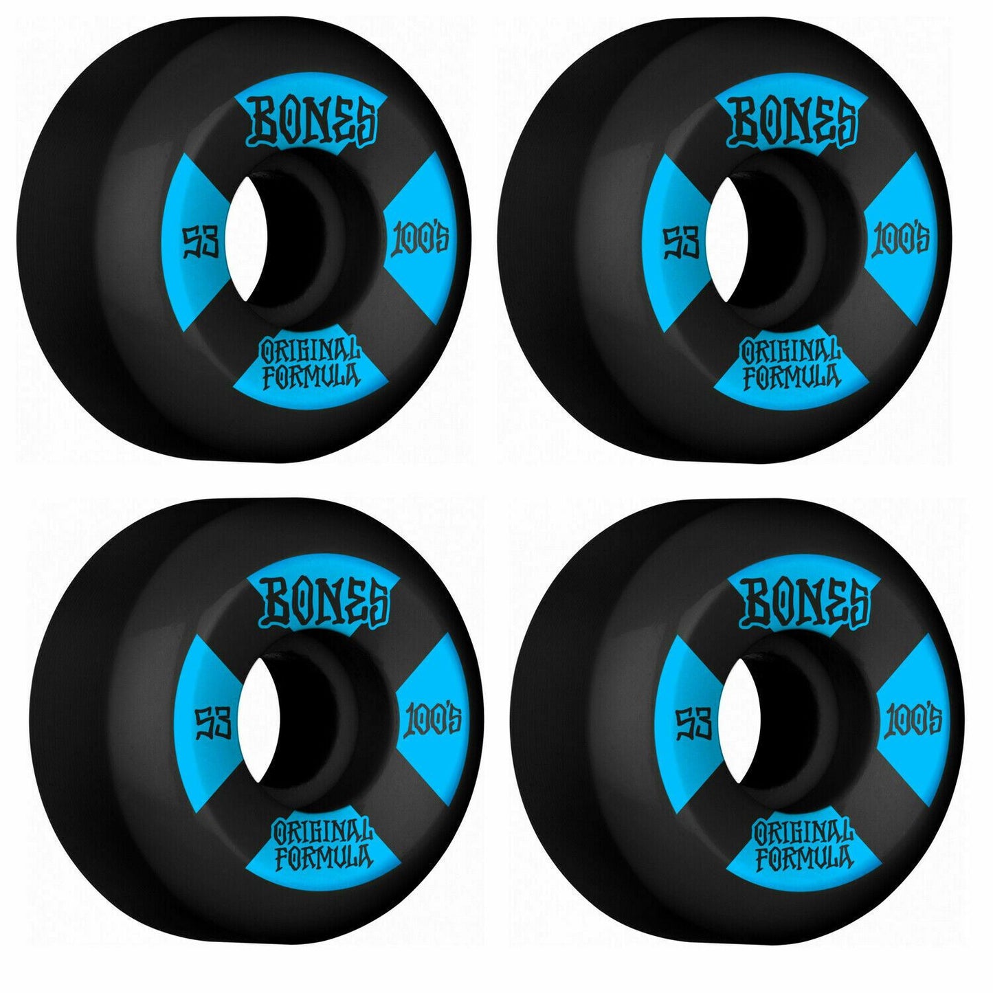 Bones Skateboard Wheels 100's Black 53mm Conical V5