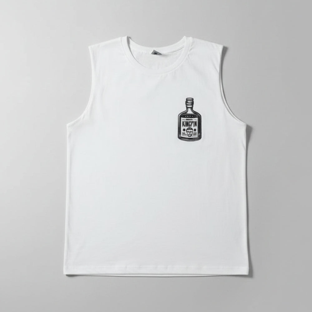 Kingpin Skate Supply Sleeveless Tee Bottle Og Recipe White Skateboard T Shirt