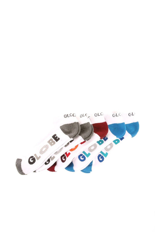 Globe Socks 5 Pack Multi Stripe Ankle White Size 7-11 Skateboard Sox