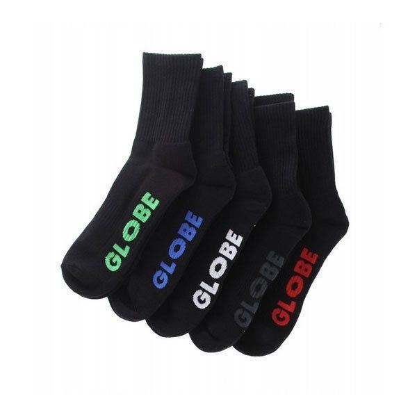 Globe Socks 5 Pack Stealth Crew Black Size 2 8 Skateboard Sox