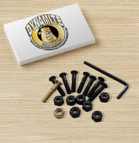 Dynamite Forever Bolts Gold Fronts 1 Inch Skateboard Hardware New