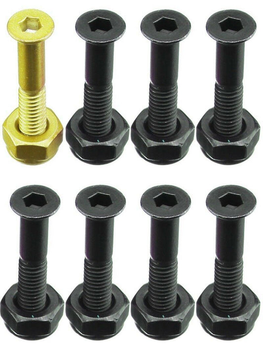 Dynamite Forever Bolts Gold Fronts 1" Inch Skateboard Hardware New