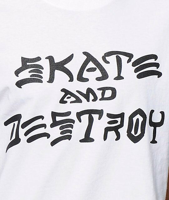 Thrasher Tee Skate And Destroy White Skateboard Magazine T-Shirt