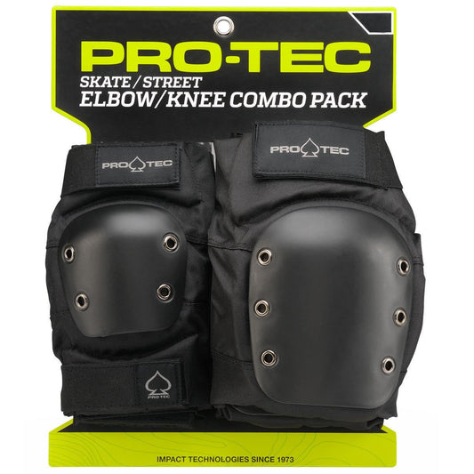 Pro-Tec Pads Street Knee & Elbow Set BLACK Size LARGE Protec Safety Skate Gear