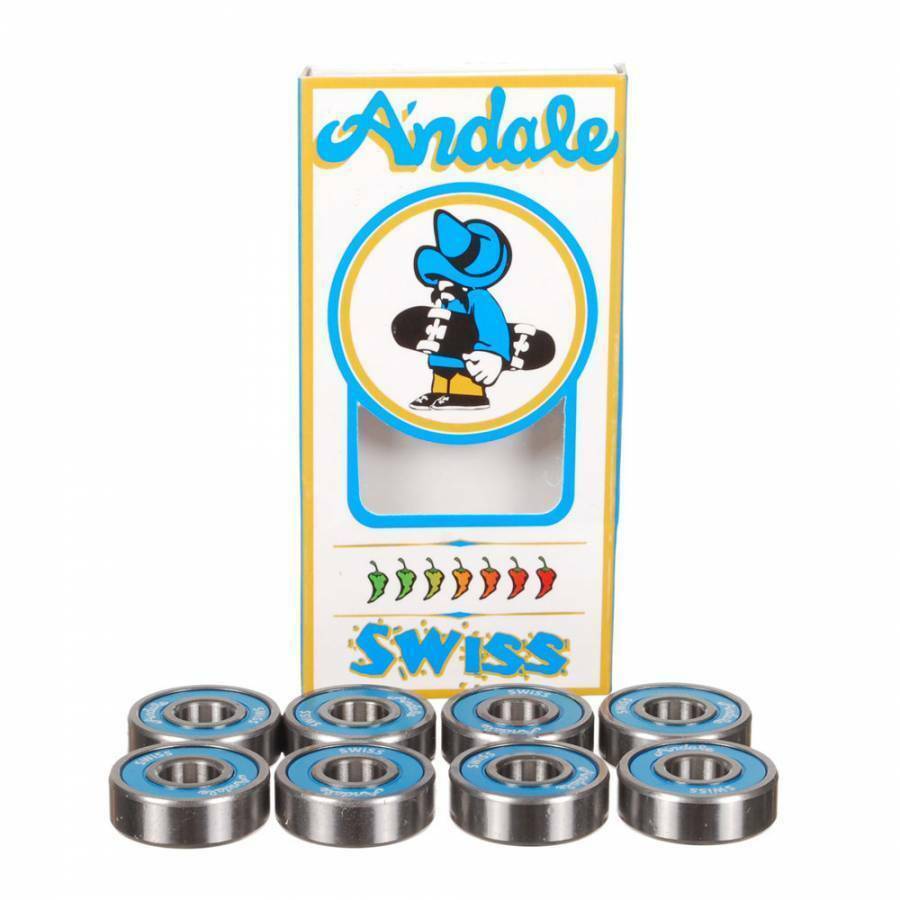 Andale Skateboard Bearings Swiss Blue Speed Model Set Of 8