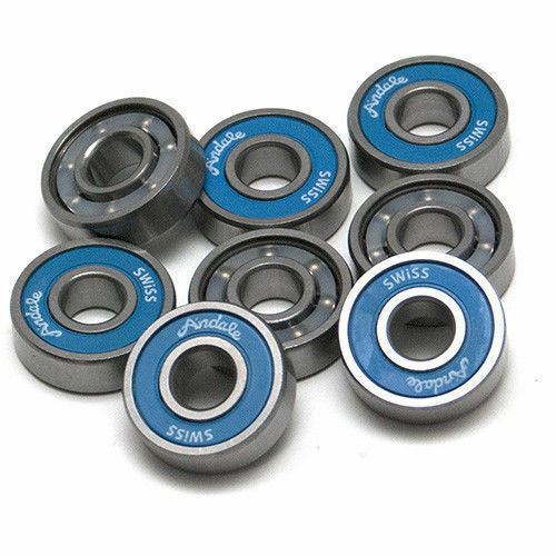 Andale Skateboard Bearings SWISS BLUE Speed Model Set of 8
