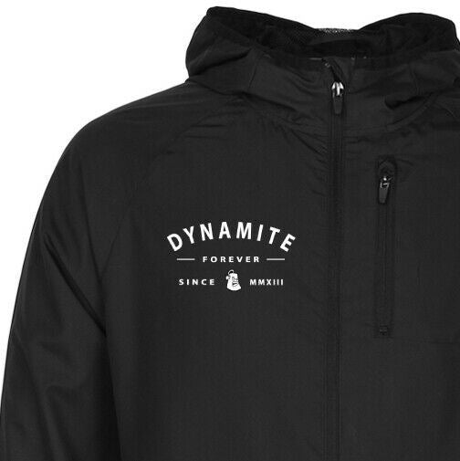 Dynamite Forever Spray Jacket Black Packable Zip Hood Skateboarding Anorak