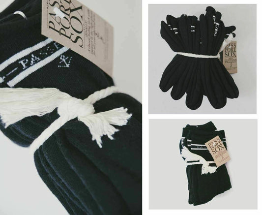 PASS~PORT Socks 3 Pack Hi BLACK Pass Port Pass-Port Passport Sox