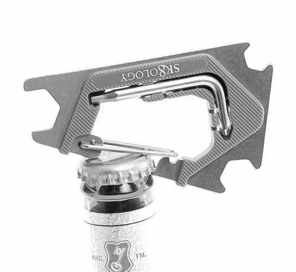 Sk8ology Skate Tool Black Keychain Carabiner Worlds Lightest Skateboard T-Tool