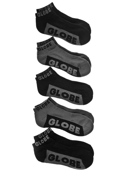 Globe Socks 5 Pack Black/Grey Ankle Black Grey Size 7-11 Skateboard Sox