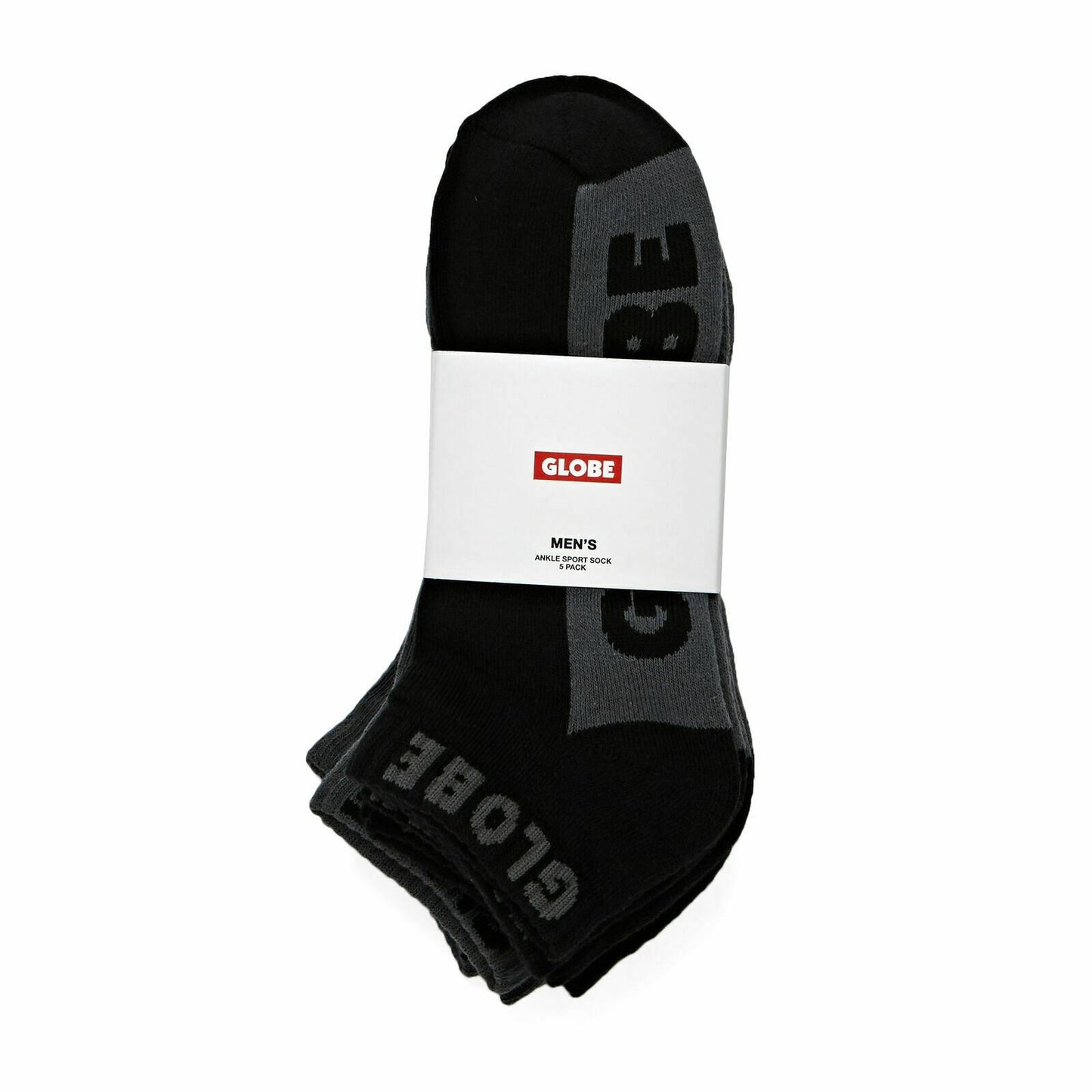 Globe Socks 5 Pack Black/Grey Ankle Black Grey Size 7-11 Skateboard Sox