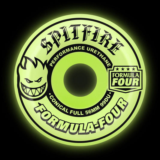 Spitfire Wheels F4 Glow In The Dark Conical Full 56mm 99d Formula Four