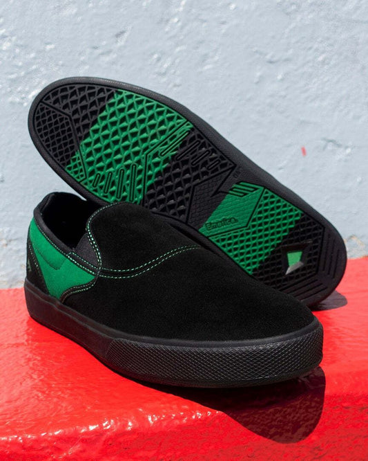 Emerica Shoes Wino G6 Slip Cup Black Green (BRADEN HOBAN) Skateboard Sneakers