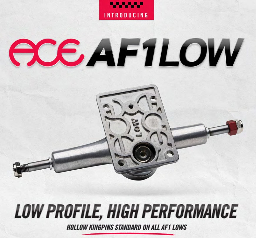 ACE Skateboard Trucks AF1 LOW 60 Raw Polished Silver (8.75" Axles)