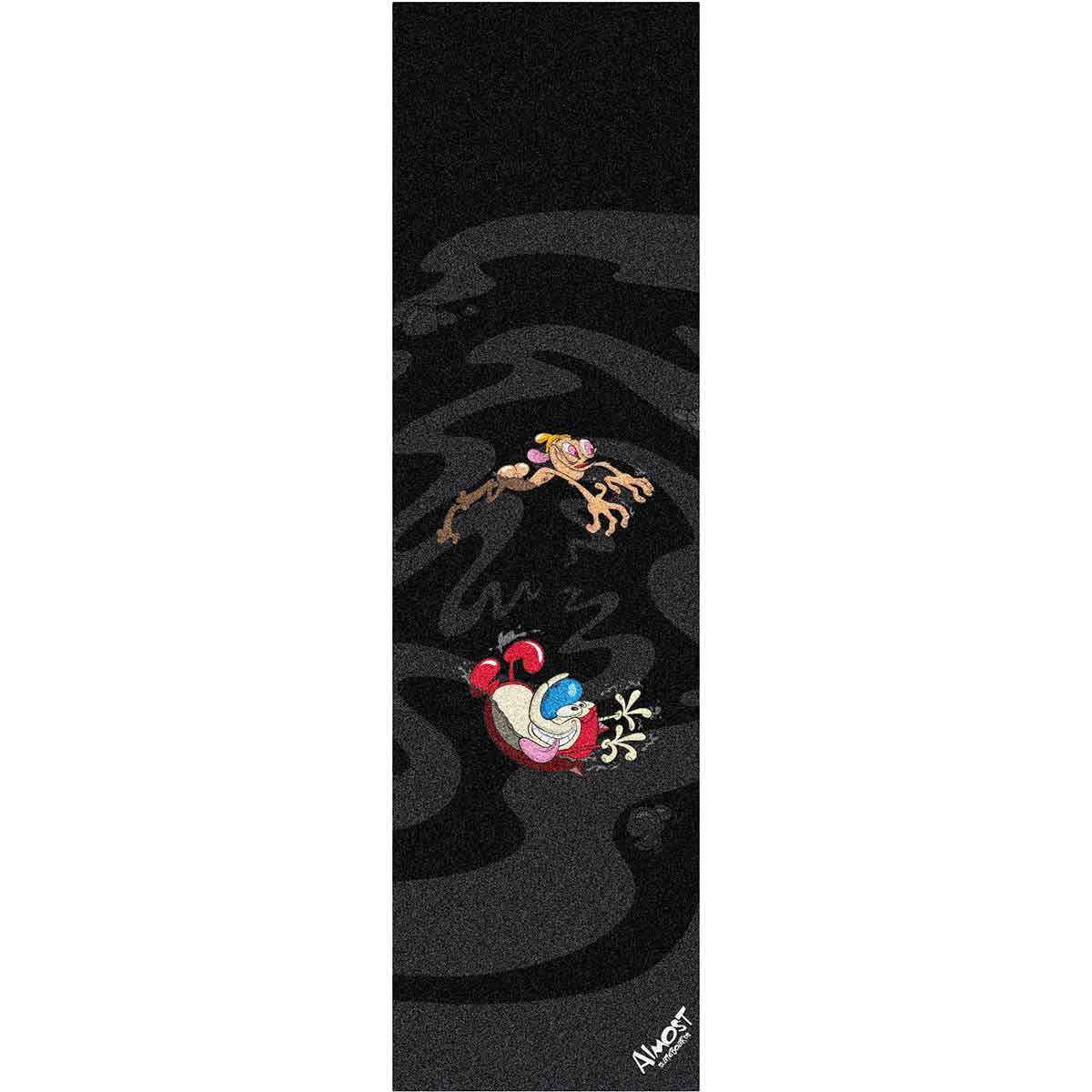 Almost Skateboards Grip Tape X Ren Stimpy Drain Black Full Deck Griptape