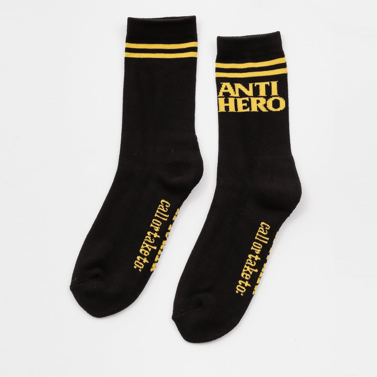Anti Hero Socks Black Hero If Found Black Yellow SIZE 7-11 Crew Skateboard Sox