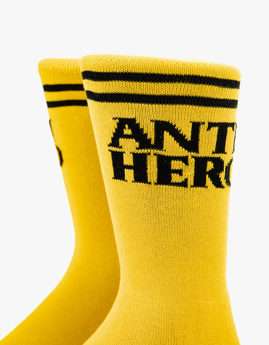 Anti Hero Socks Black Hero If Found Yellow SIZE 7-11 Crew Skateboard Sox