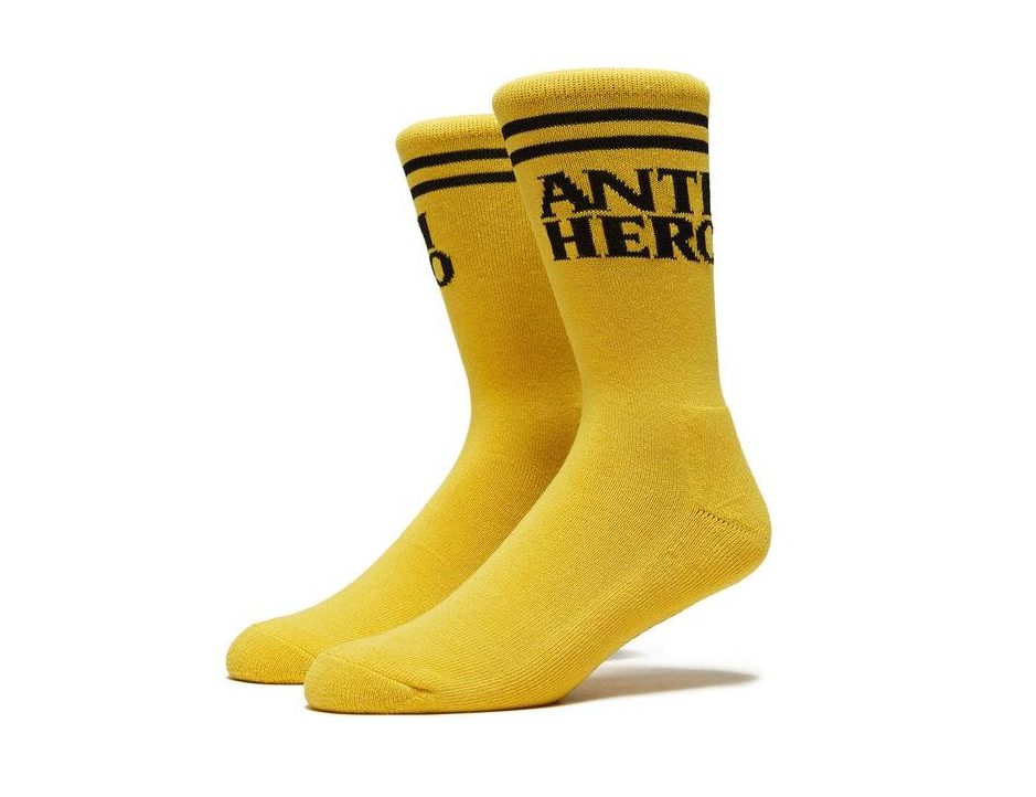 Anti Hero Socks Black Hero If Found Yellow SIZE 7-11 Crew Skateboard Sox