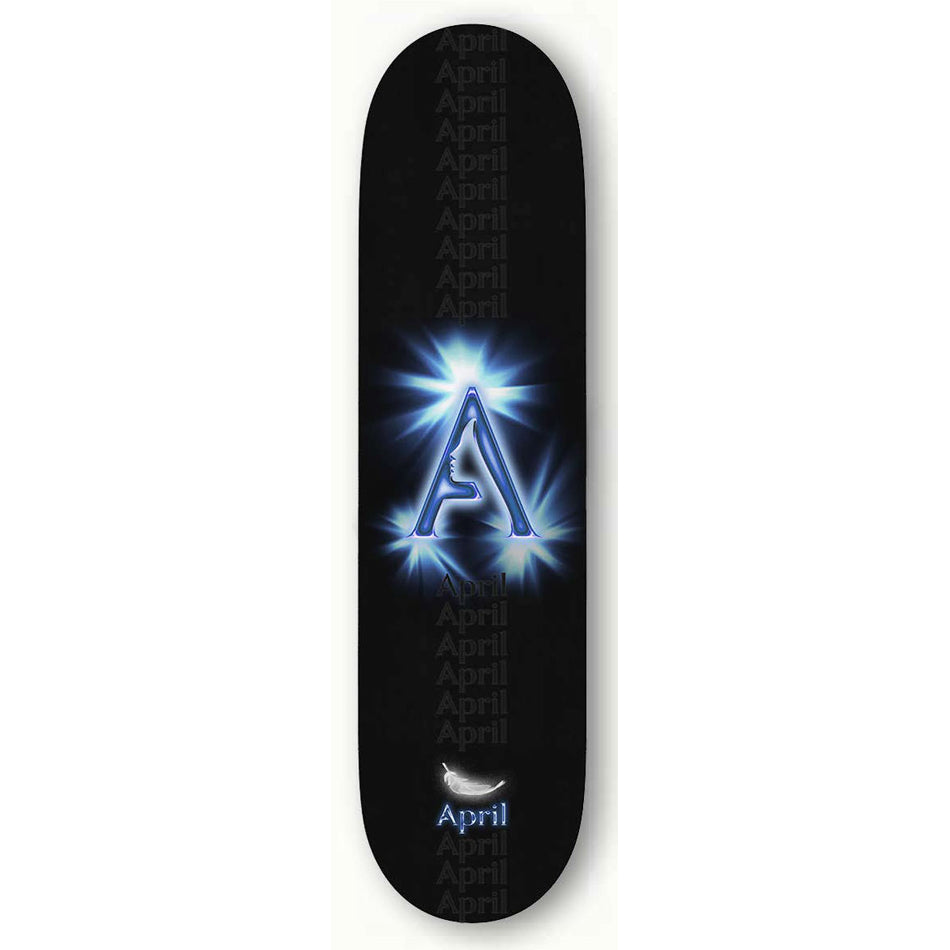 April Skateboard Deck A Logo Black Blue