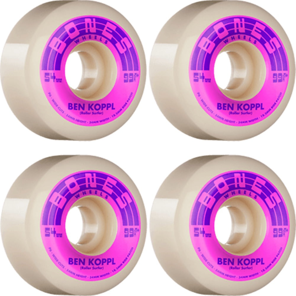 Bones Skateboard Wheels Koppl Rollersurfer 54mm V6 Wide-cut STF 99a