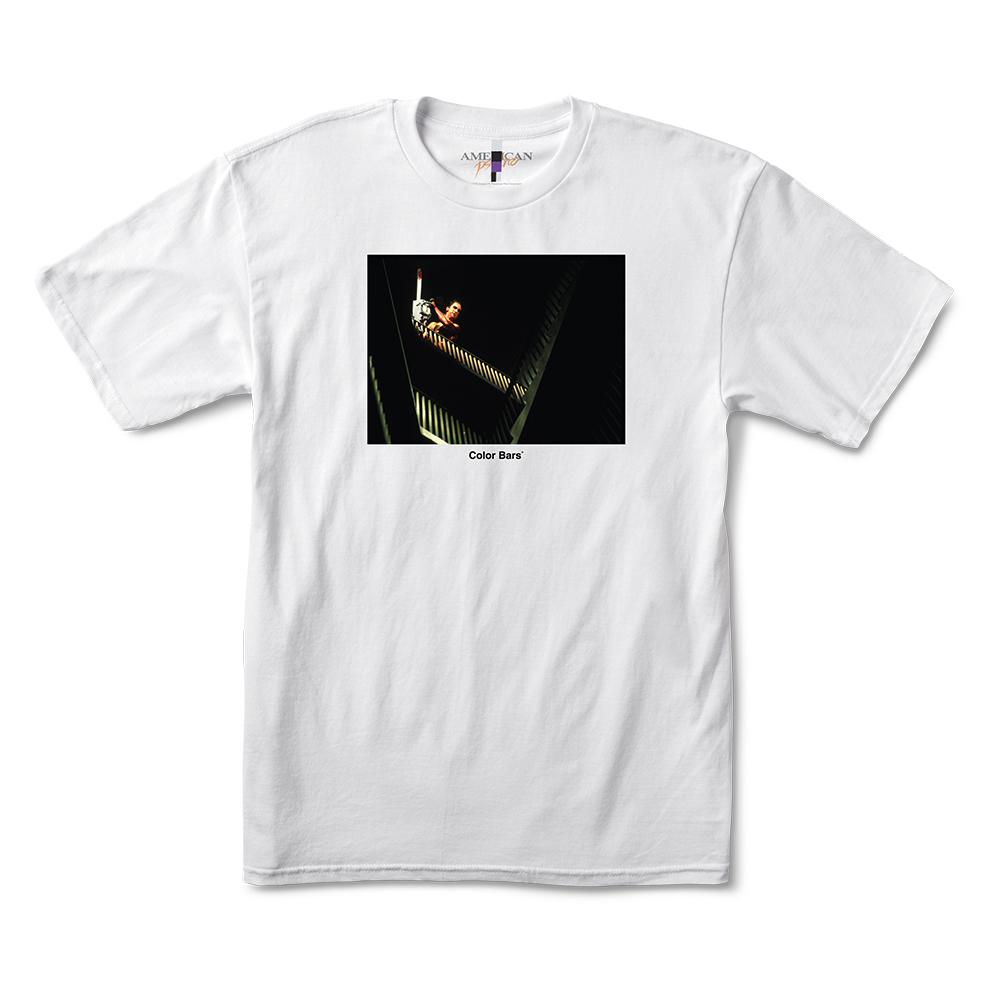 Color Bars Tee American Psycho Chainsaw White Skateboard T-Shirt