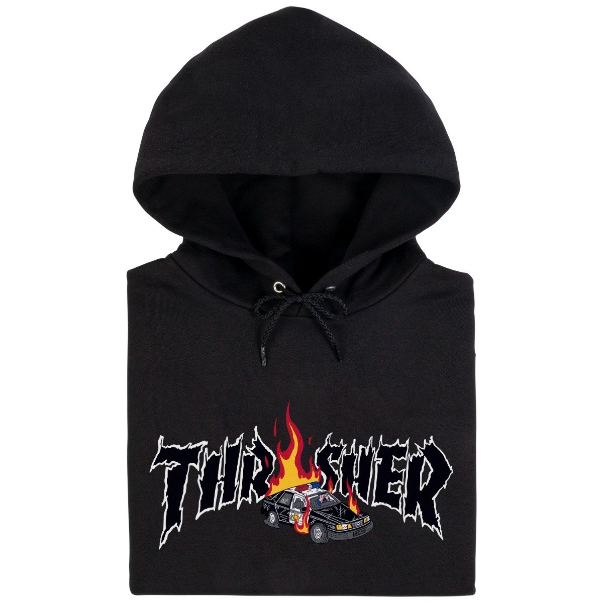 Thrasher Hood Neckface Cop Car Black Skateboard Jumper Sweater