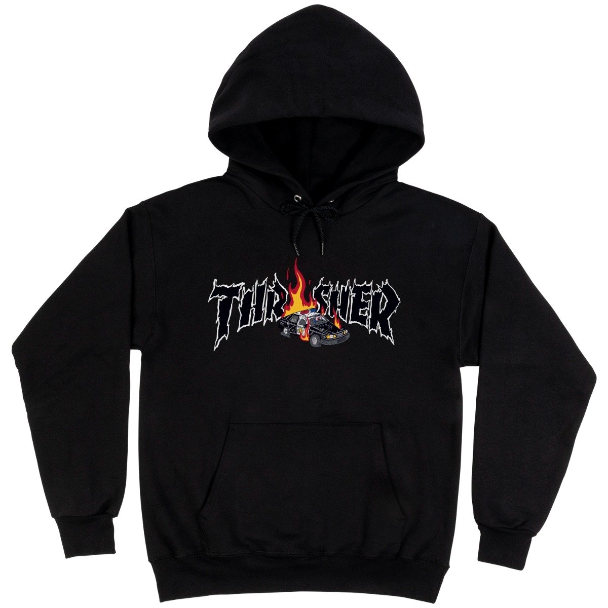 Thrasher Hood Neckface Cop Car Black Skateboard Jumper Sweater