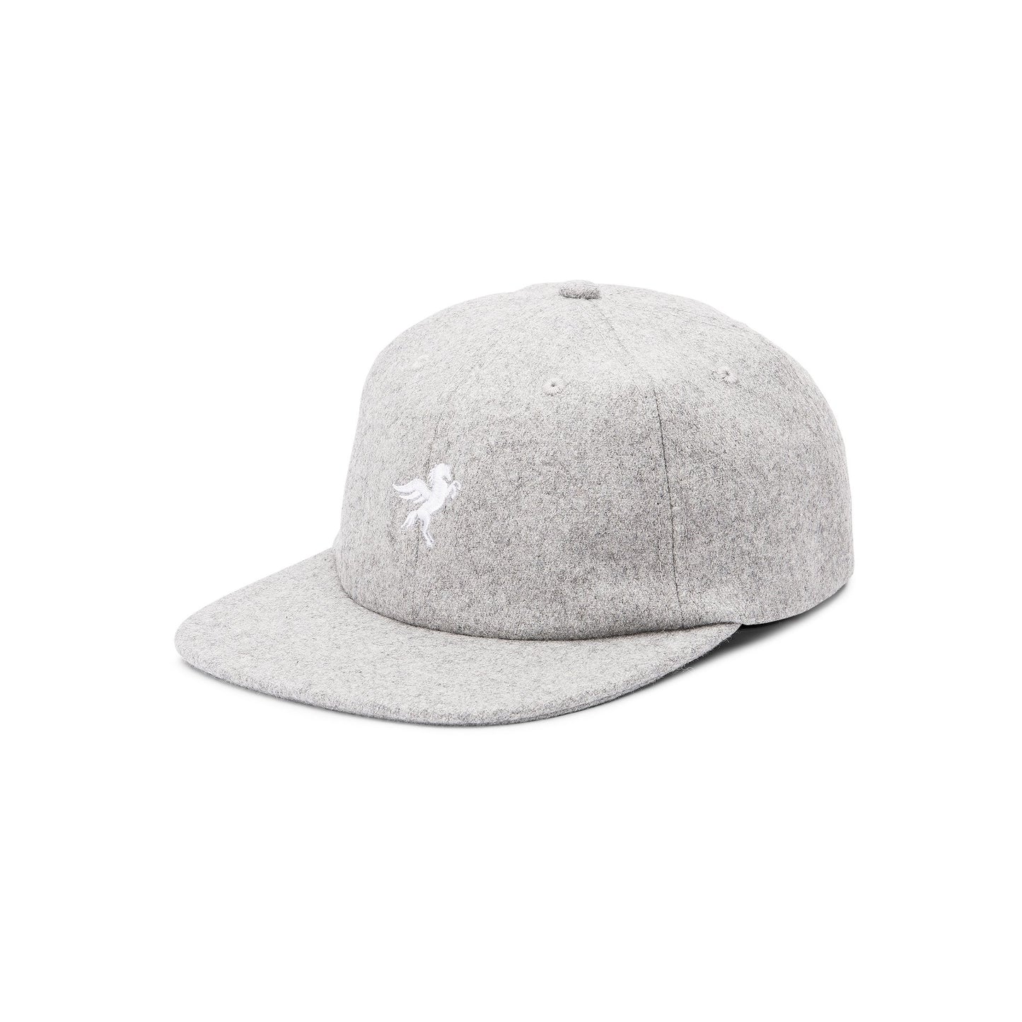 Cortina Cap Pegasus Melton Wool Grey 6 Panel Strapback Skateboard Hat