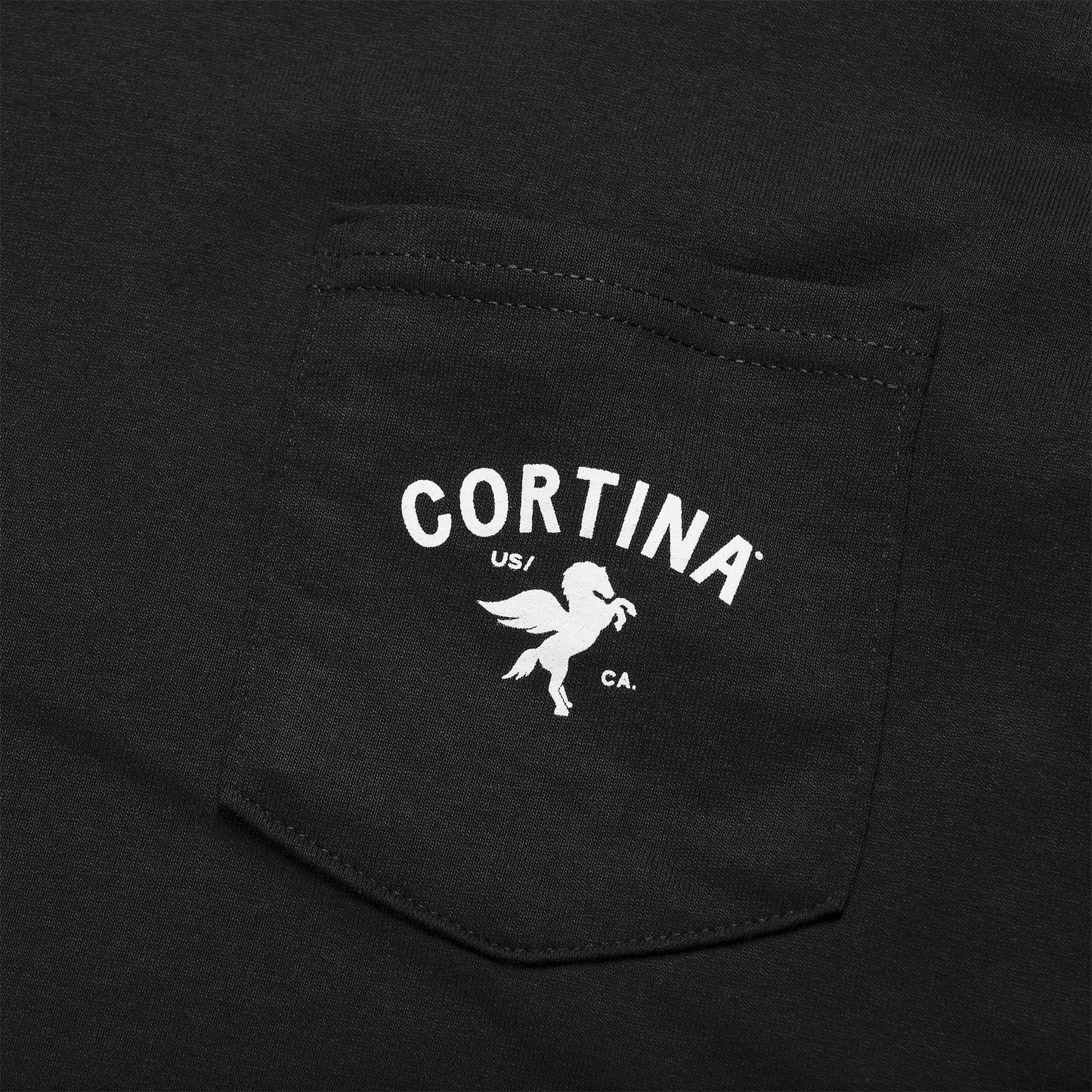 Cortina Tee Pegasus Pocket Tee Black Premium Skateboard T-Shirt