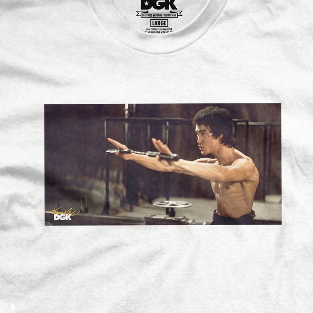 DGK Tee x BRUCE LEE NUNCHUCKS WHITE Dirty Ghetto Kids Skateboard T-Shirt